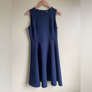 Ralph Lauren Navy Textured Fit And Flare Dress